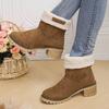 Autumn and Winter New Round-headed Martin Boots Women's Sleeves Wear Two Fleece Warm Snow Boots Short Thick Heel High Heel Short Boots