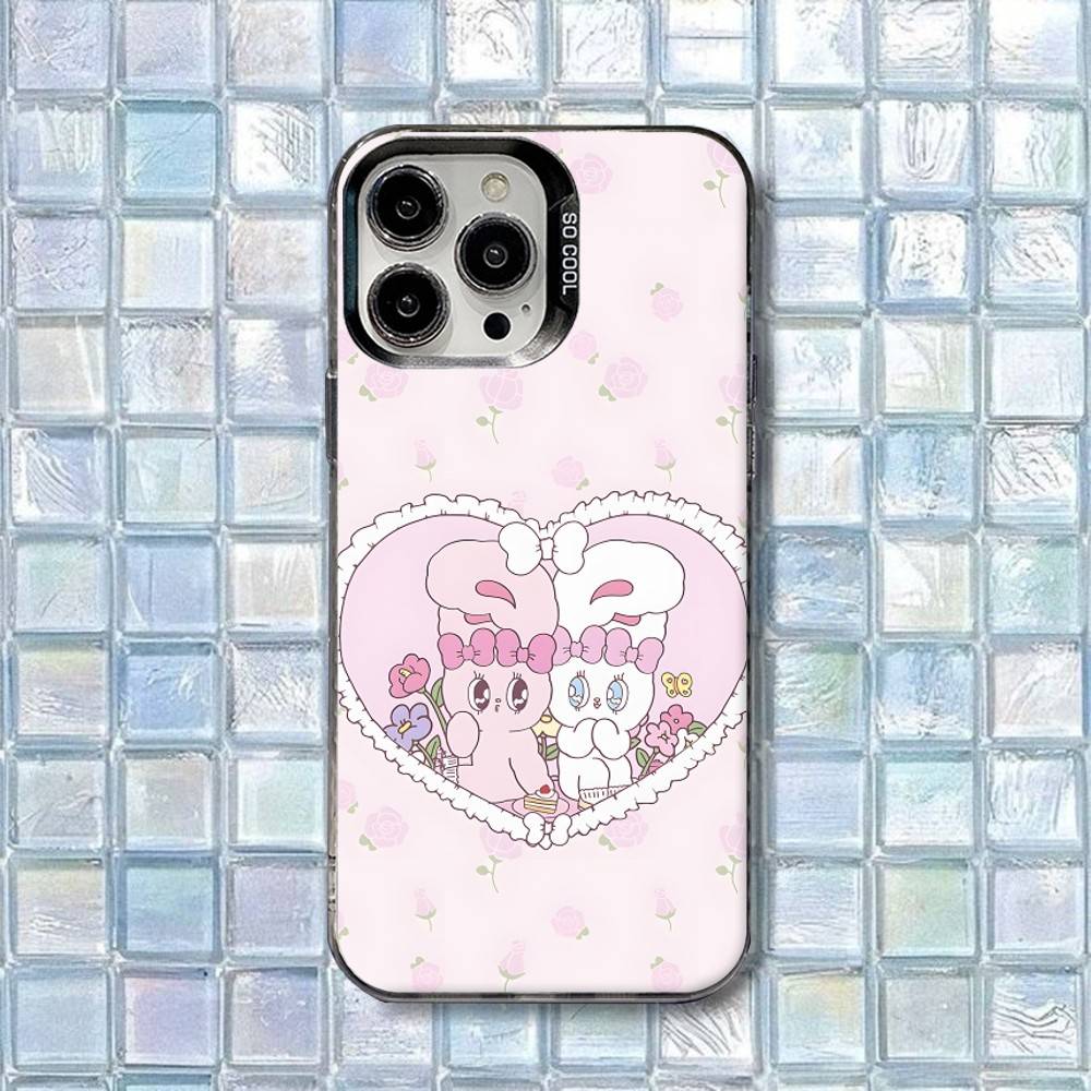 Esther Bunny Cute Phone Case For iPhone 17,16,15,14,13,12,11,Air,X,XR,Pro,Max,Plus IMD Silver Shell iPhoneXSMax