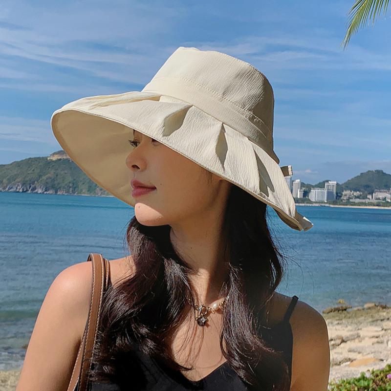 Ladies Wide Brim Sun Hat With Breathable Polyester Material For Beach And Travel