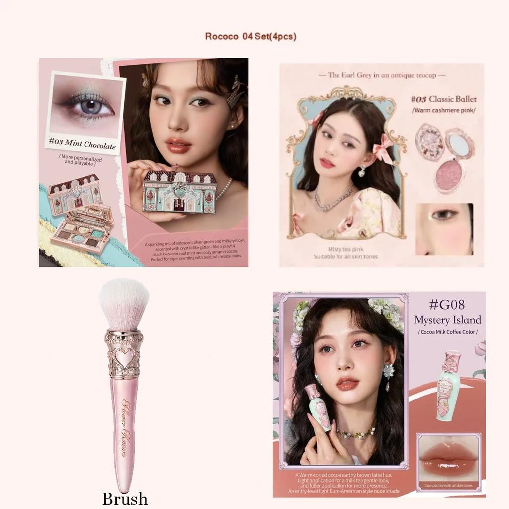 Flower Knows Erdbeer Rococo Serie Make-up Set Glitzer Matt Lidschattenpalette Rouge Puder Samt Lippenstift Set Parfüm Set