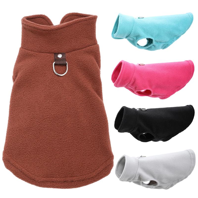 Warm Fleece Dog Clothes For Small Medium Dogs Cat Autumn Winter Jacket Puppy Vest Pullover With D-ring Chihuahua Pug Pet Outfits