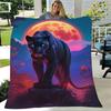Sunset Mystery Black Panther Theme Flannel printed blanket suitable for all seasons suitable for living room office sofa travel