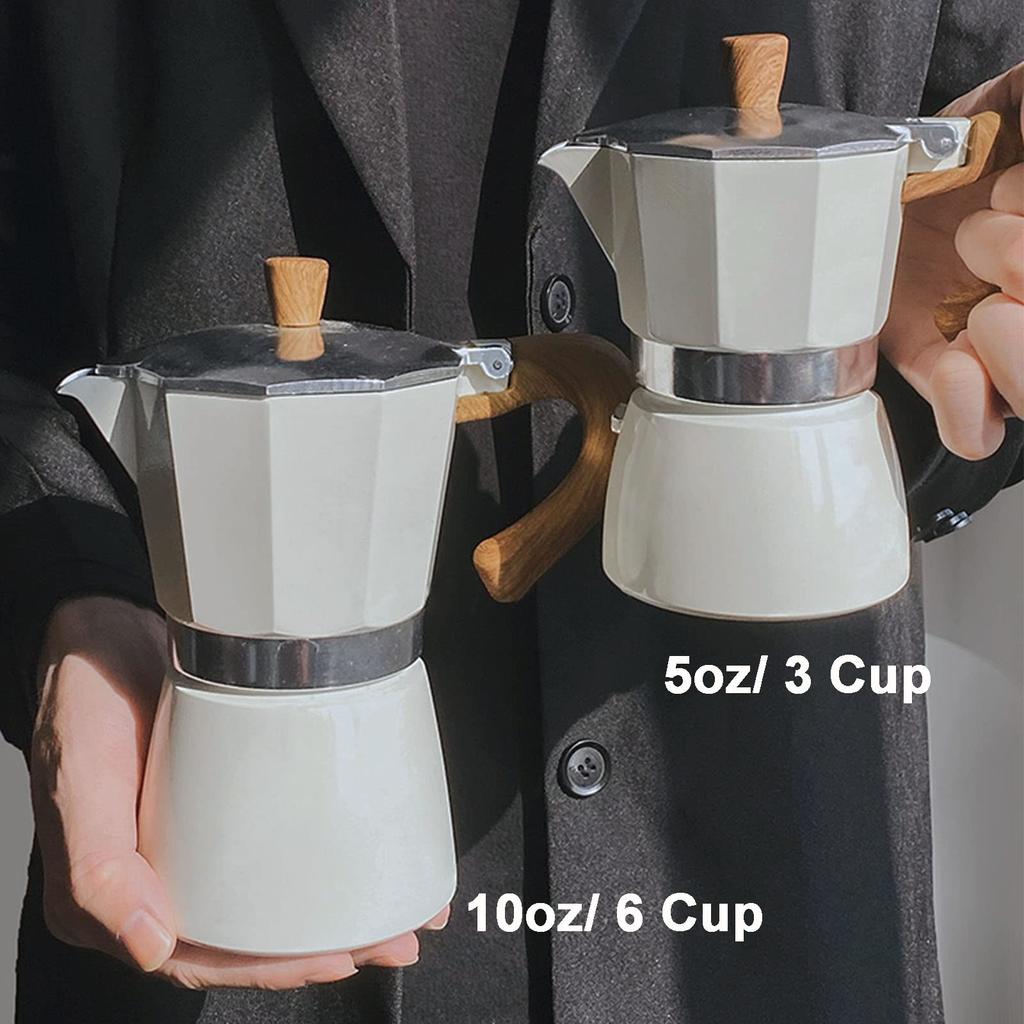 2-6 Cups Single Valve Moka Pot Stovetop Coffee Pot Italian Coffee Machine Cuban Coffee Percolator for Espresso Cappuccino Latte