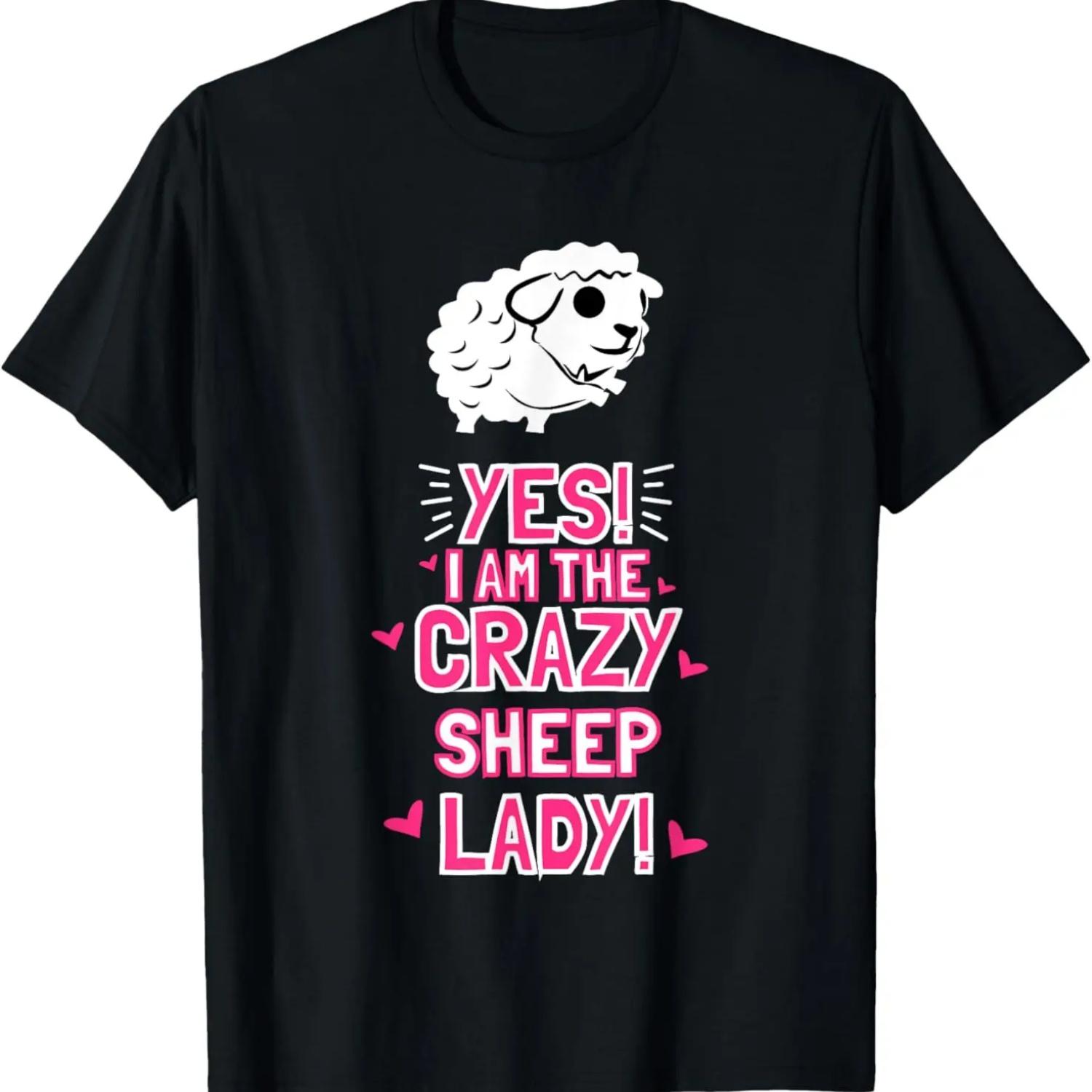 Women I Am The Crazy SHEEP Lady Shepherdess Gift Sheep T-Shirt S чёрный