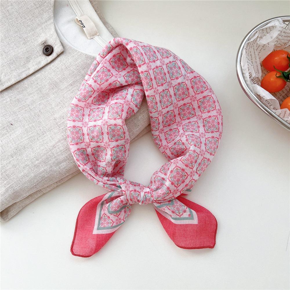 Floral Cotton Linen Print Scarves Cashew Square Handkerchief Simple Small Square Scarf  Outdoor