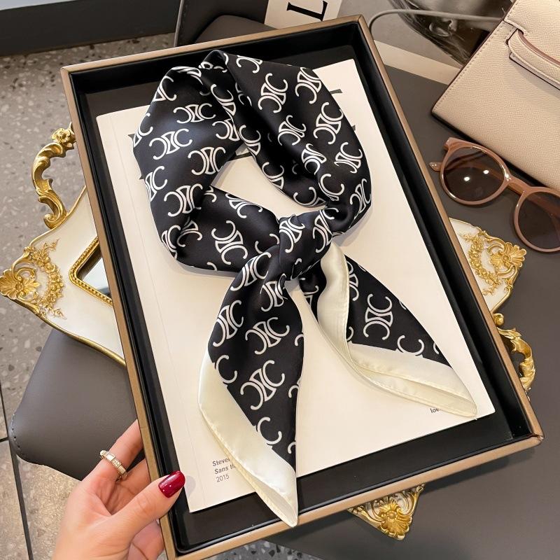 High-end large square scarf silk scarf women's new versatile neck summer thin bag head mother scarf with shawl