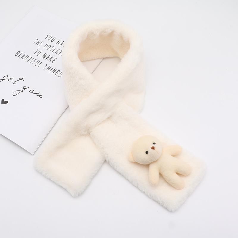 

2022 New Children s Plush Cartoon Rabbit Fur Scarf: Parent-Child Thick Winter Neck Warmer for Christmas 75-10cm