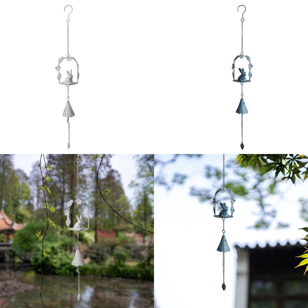 Retro Style Bunny Windchime Garden Decor Cute Wall Hanging Ornament Memorial