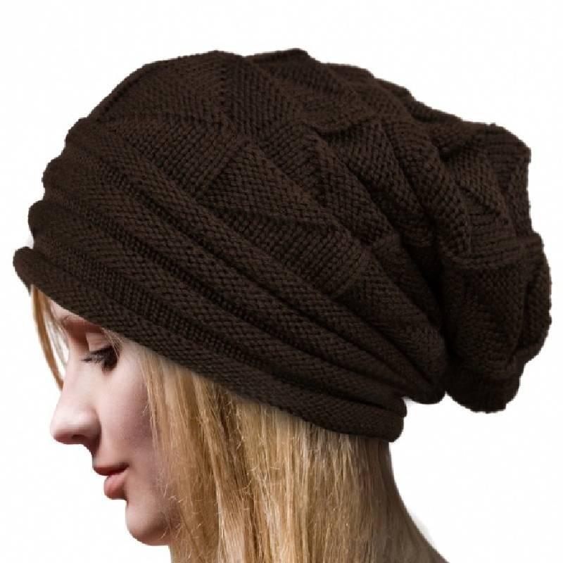 Women's Retro Pleated Edge Pullover Hat Cozy Knitted Beanie For Winter Sports