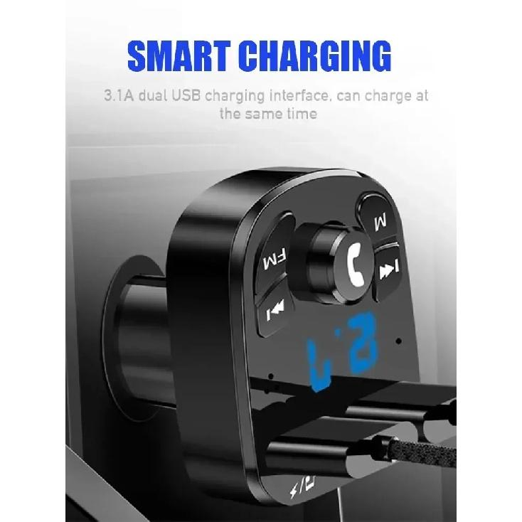 Car Bluetooth 5.0 FM Transmitter, Dual USB Fast Charger MP3 Player Wireless FM Receiver Car Kit Support USB Flash Drive