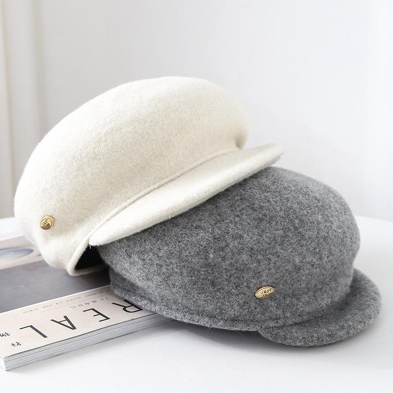 Simple Wool Personalized Cap Children Autumn and Winter Thickened Warm Retro Fashion British Style Star Anise Hat