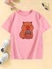 Süße Capybara-Grafik-T-Shirts für Mädchen mit Milchtee, Kinder-T-Shirt für Jungen und Mädchen, Sommer, Frühling, Lässiges Oberteil, T-Shirt