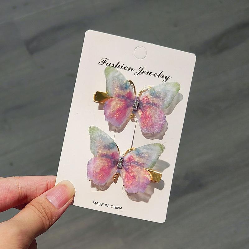 3D Gradient Butterfly Hair Clips for Girls, Rhinestone Hair Accessories for Kids