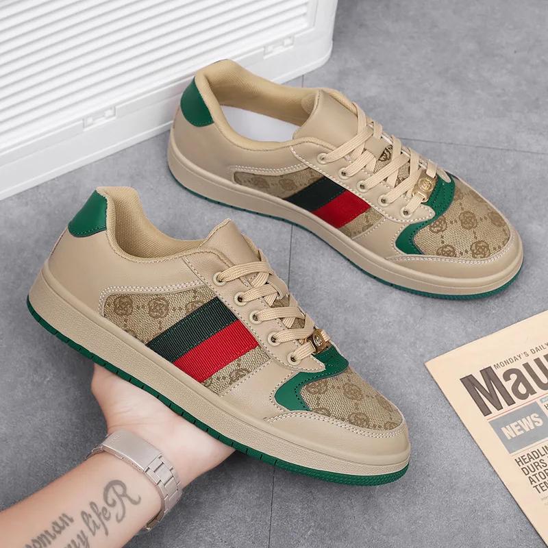 New Designer Men Canvas Casual Shoes Trend Striped Flat Skate Shoes Young Man Loafers