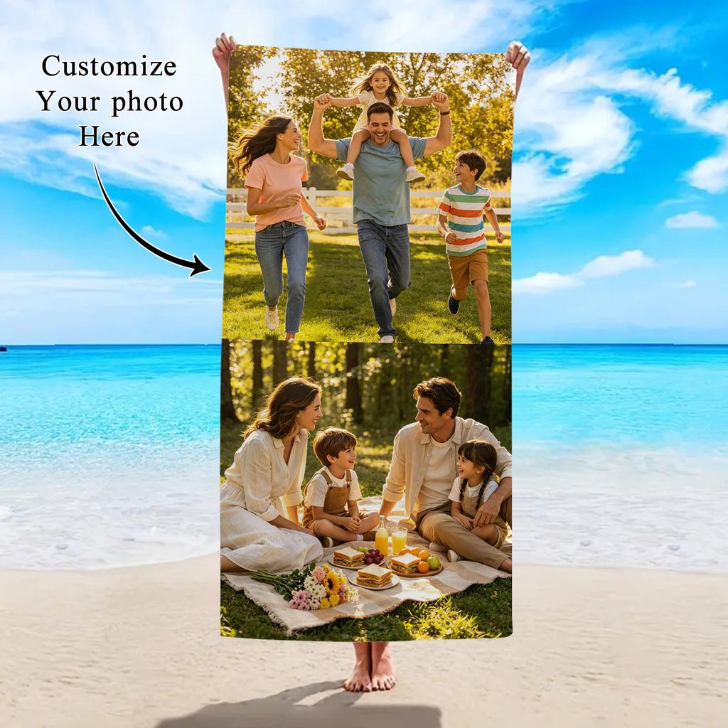 1pc Customized beach towels for photos, personalized photos, wedding photos, family photos, and parent-child photos
