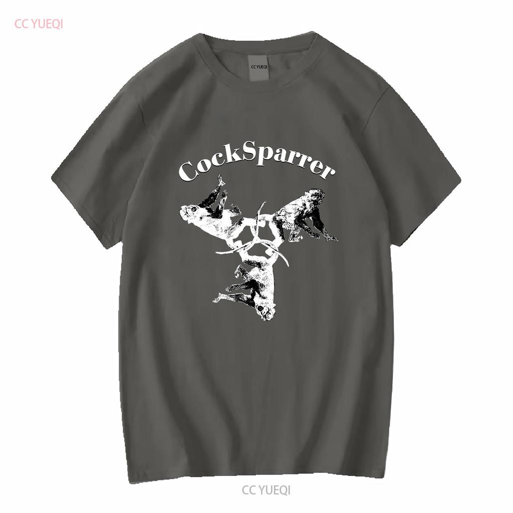 COCK SPARRER ZWEI AFFEN NEUES SCHWARZES T-SHIRT lang- oder kurzärmlig Vintage Gewaschene Streetwear Atmungsaktiv Leicht dehnbar Unisex