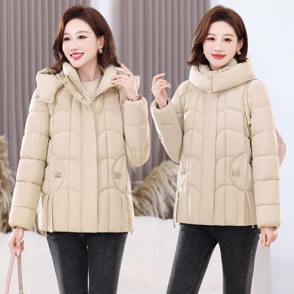 Short cotton-padded clothes women's disassembly hat thickened warm cotton-padded clothes jacket small mother clothes foreign gas cotton-padde