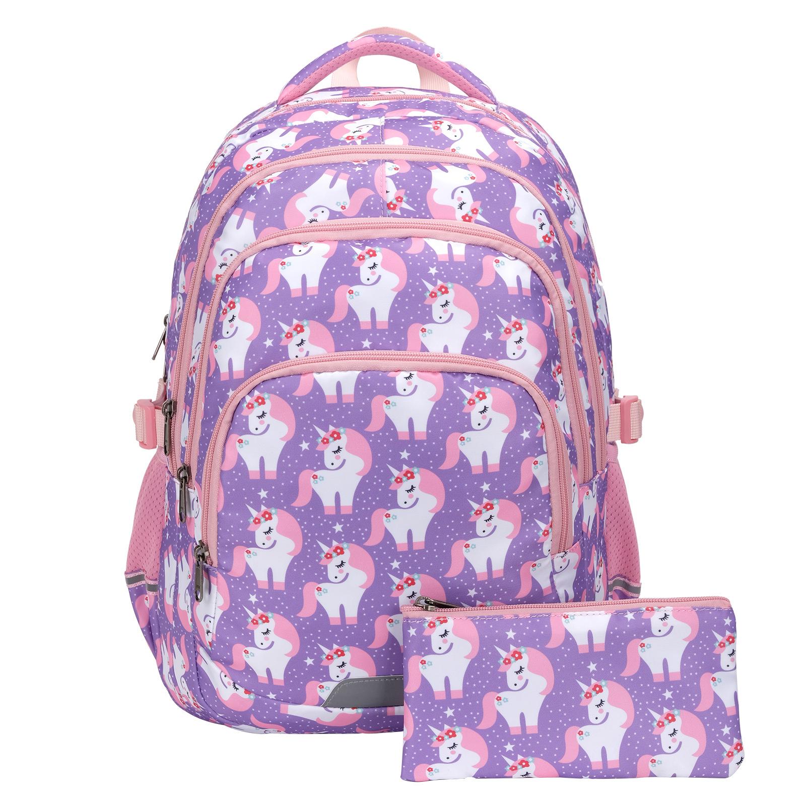 

School bag large capacity primary school junior high school girls waterproof tie-dye printing 15 inch computer backpack 17 inches фіолетовий