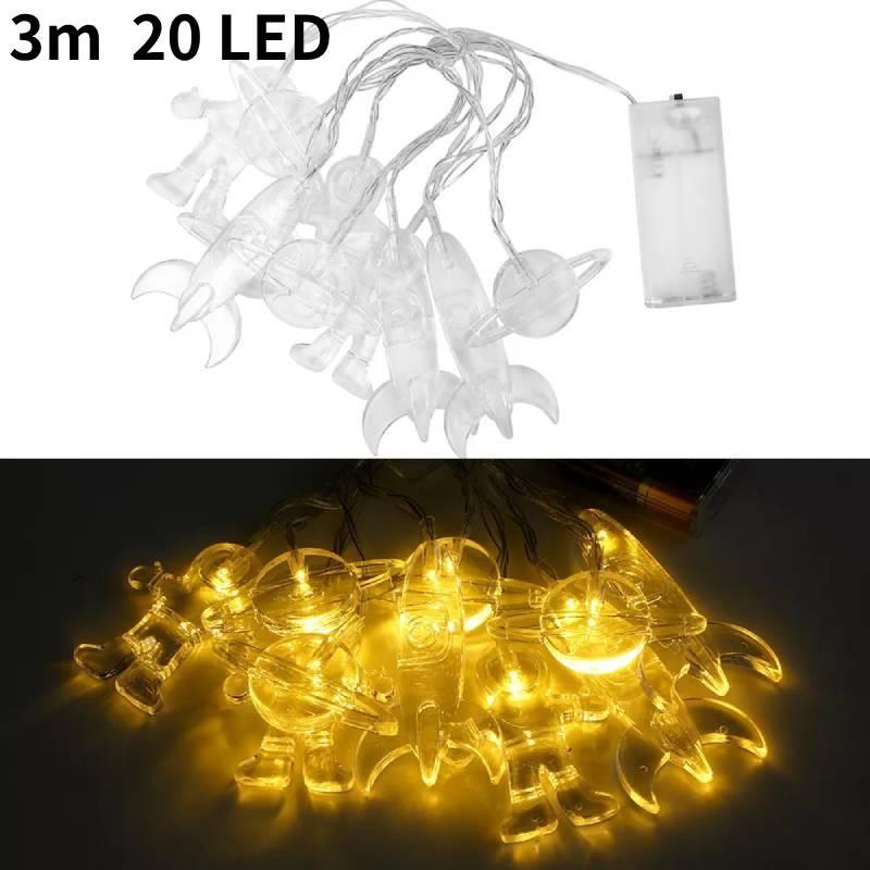 String Lights Led Spaceman Rocket Planet Hanging Lamp Kids Bedroom Gifts Decor
