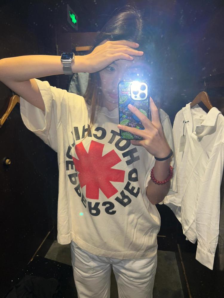 Men's Vintage Distressed Red Hot Chili Peppers Abstract Pattern T-Shirt