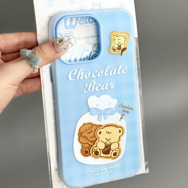 Little Bear Biscuits Cartoon Phone Case for Apple 17 Pro Max/13, Jelly Two-in-One, Drop-Proof.