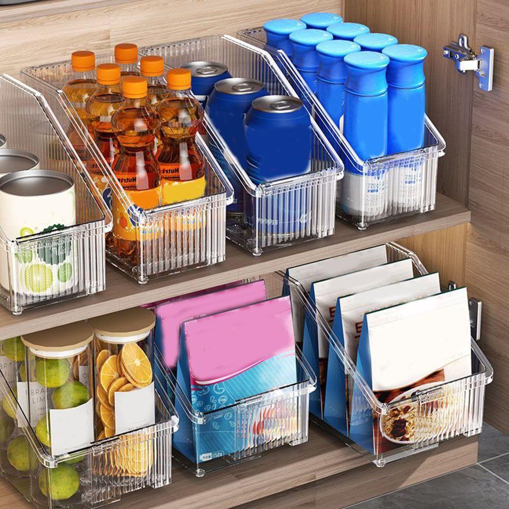 

Transparent Deep Cabinet Organizer Plastic Pantry Storage Box Desktop прозрачный