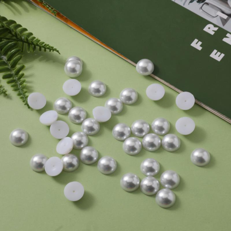 Round Flat-Bottomed High-Gloss Nail Art Pearls – Half-Faced Semicircular Imitation Beads