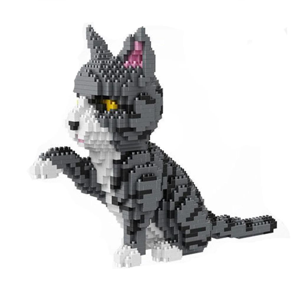 Variety of Pet Cat Models Building Blocks Toy:Captivating Cat Expressions, Fun Orange & Cow Patterns, Kid-Friendly, Unique Gift