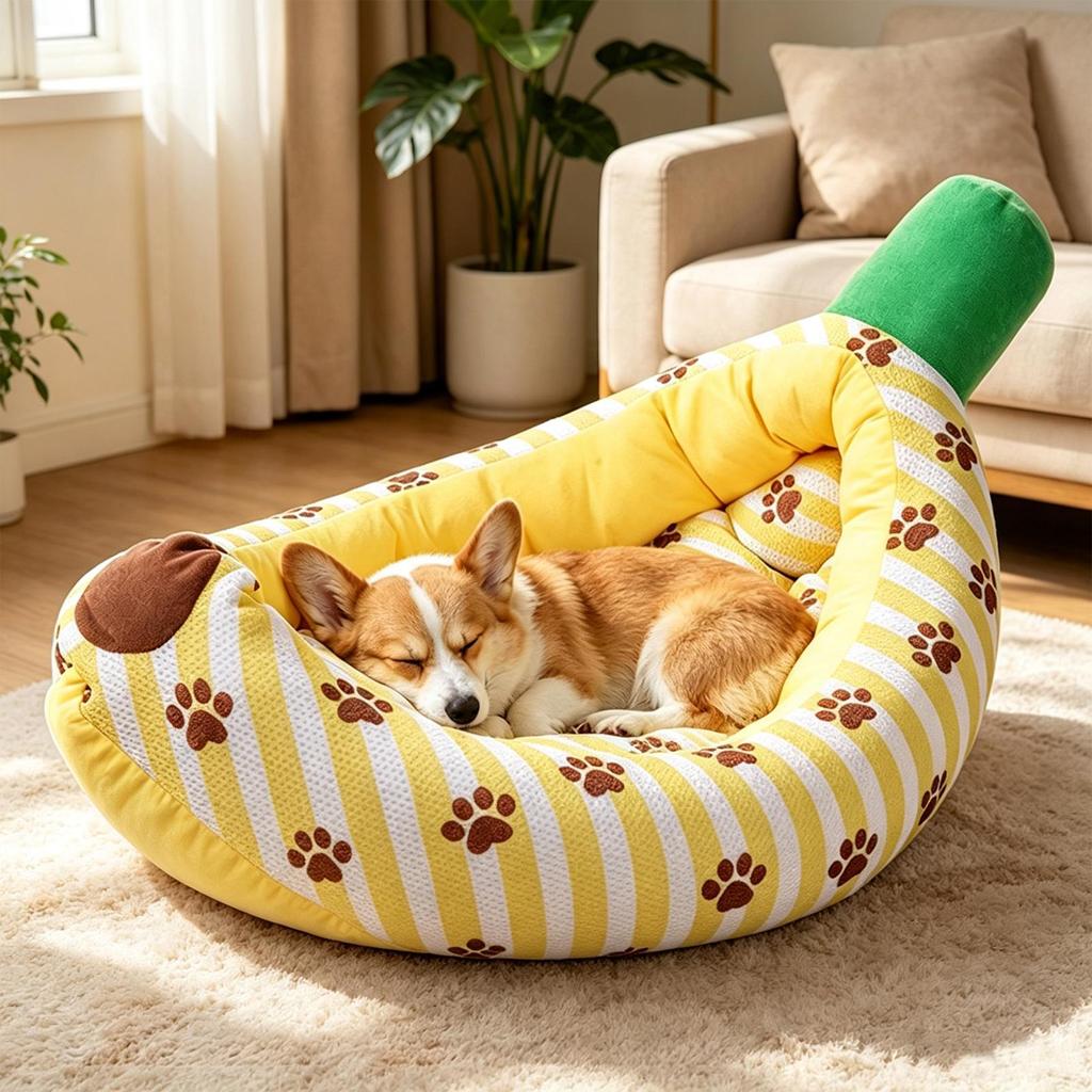 Pet Bed Banana Shaped Dog Bed Breathable Plush Cozy And Soft Puppy Cushion Pet Nesting Bed For Small Medium Dog Pet Supplies