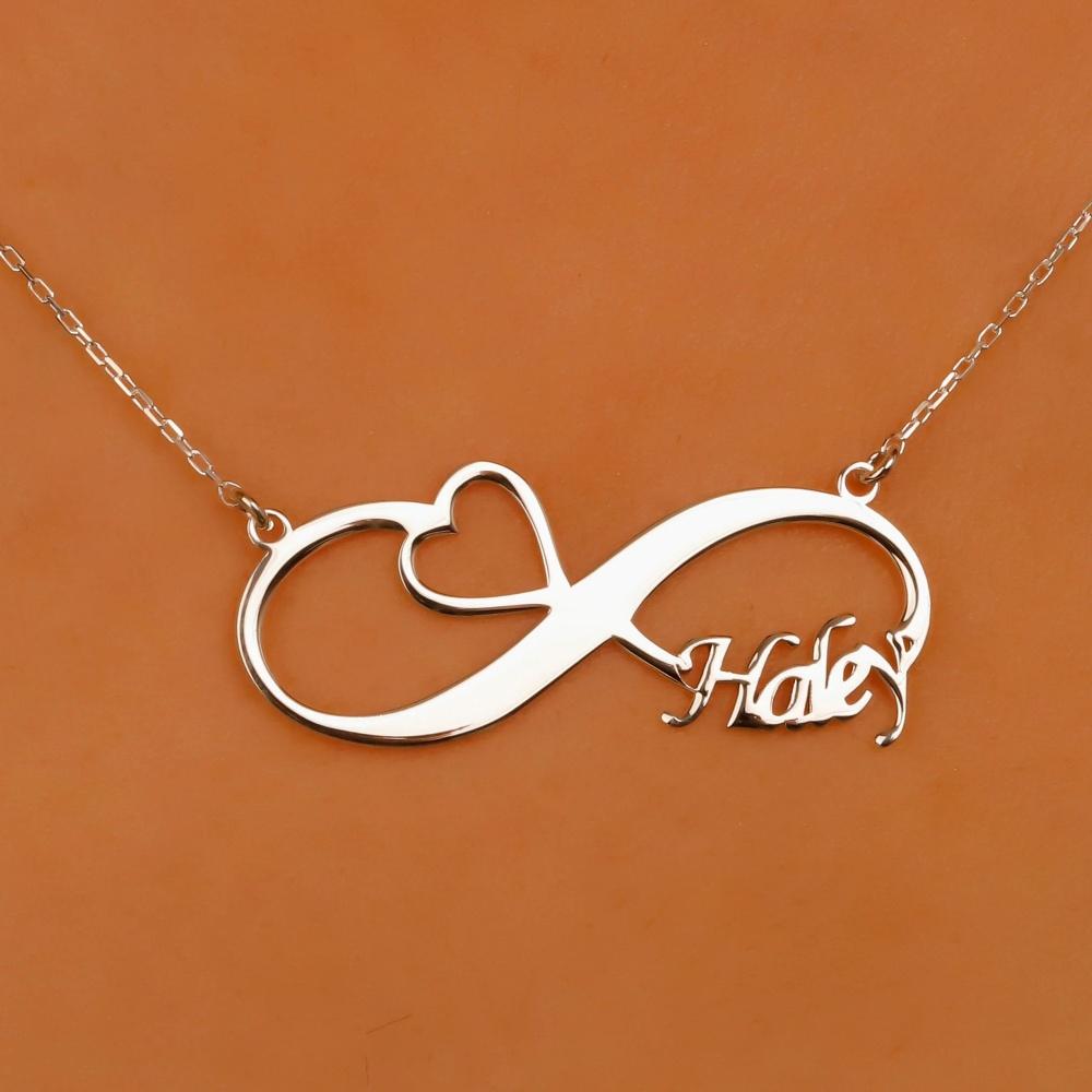 Fashion Customized Name Stainless Steel 18K Gold Plated/Rose Gold Plated Link Pendant Necklace Personalized Infinity Symbol Gift