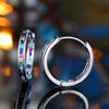 Cute Female Rainbow Zircon Stone Round Hoop Earrings  Silver Color Wedding Jewelry For Women