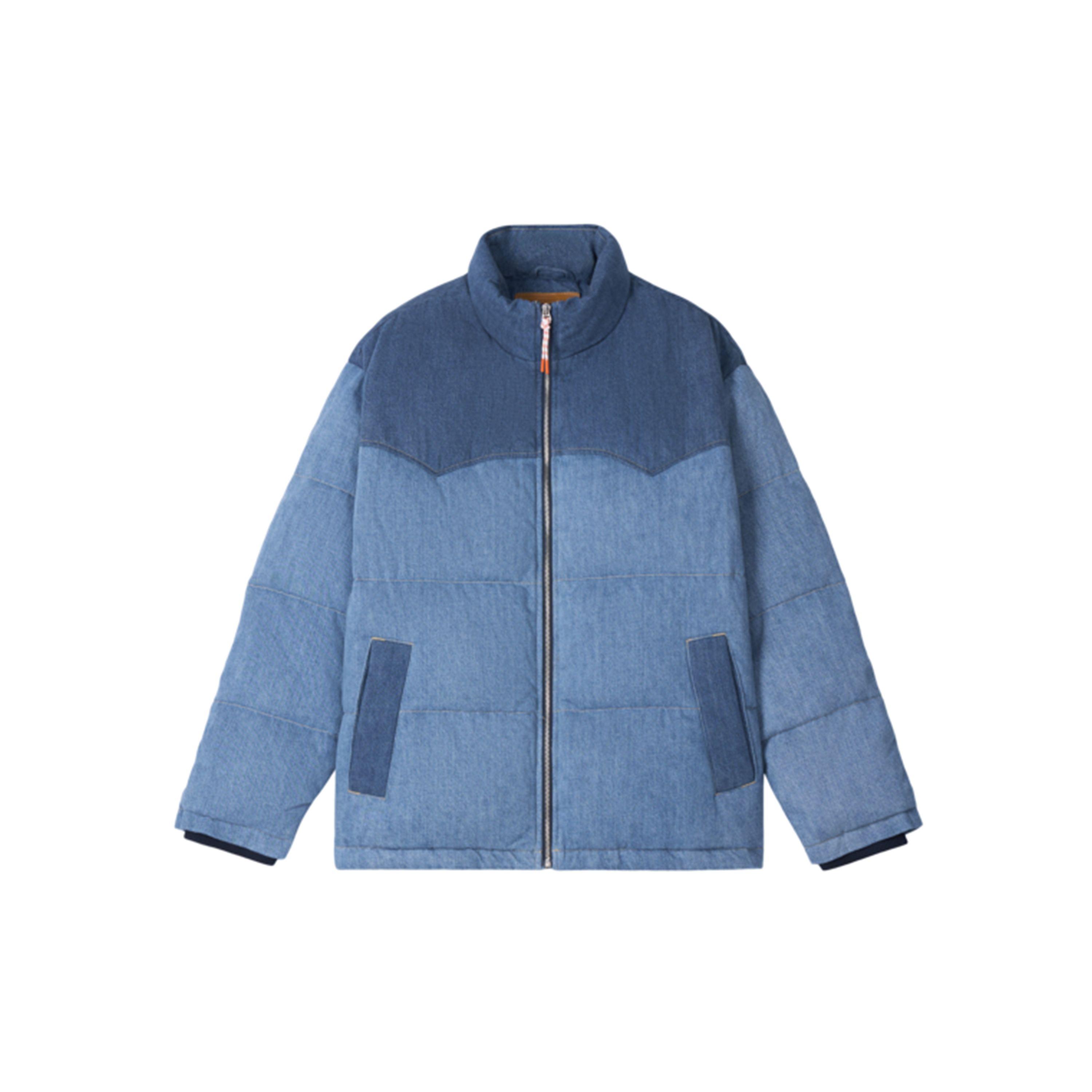 Levis Серия Зимняя Теплота Джинсовый Пэчворк Свободный Крой Удобная Теплая Стойка Модный Тренд Пуховик Унисекс Куртка 004Z9-0001 XL