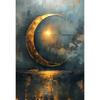 Fantasy Mondsichel Leinwandbild für Wohnzimmer Heimdekoration Mond am Sternenhimmel Poster Druck Abstrakte Wandkunst