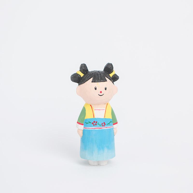 Wooden Girl Figurine - Handicraft Decorative Ornament Fancy Cute Action Anime Figures Movable Doll Toy Figurines & Miniatures