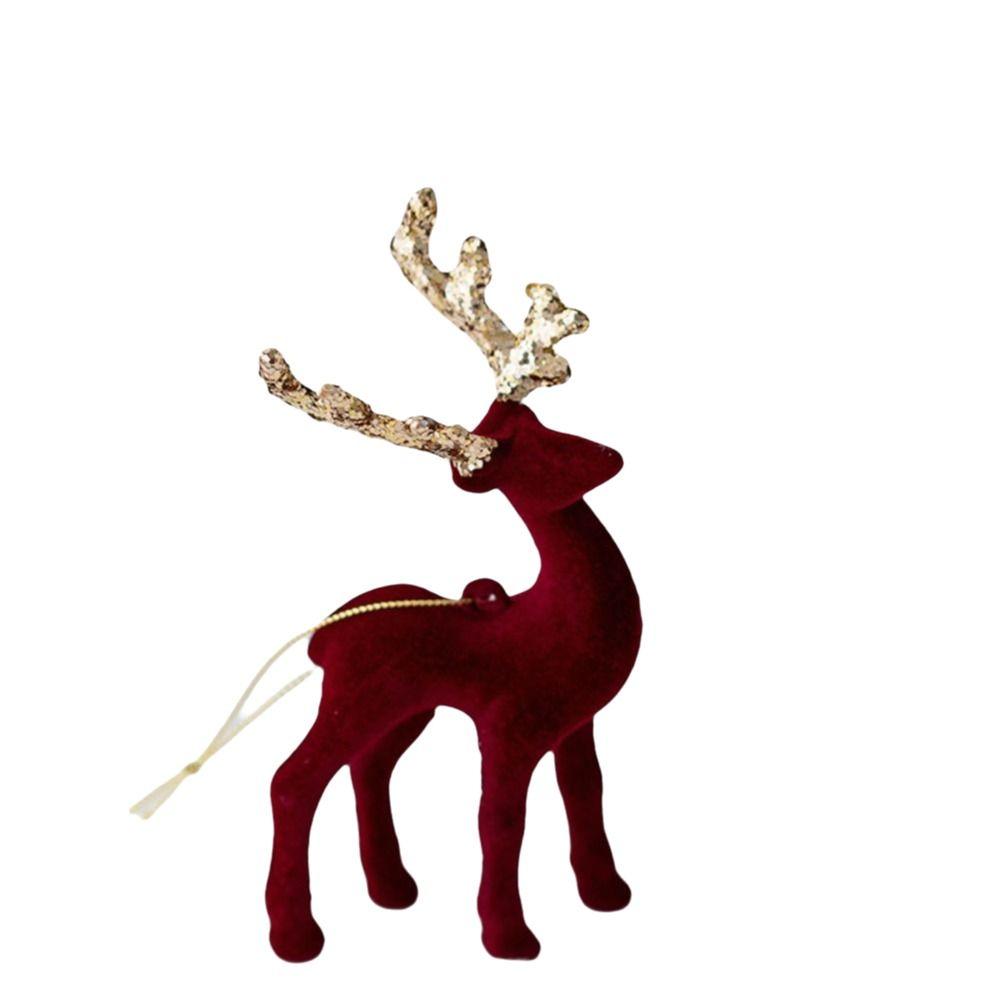 New Glittering Simulation Reindeer Flocking Fabric PVC Elk Glitter Deer Decor DIY Xmas Tree Pendant Home