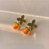 Glass Persimmon Retro Earrings, Stunning Girl Orange Earrings, Versatile And Elegant Chinese Style Earrings