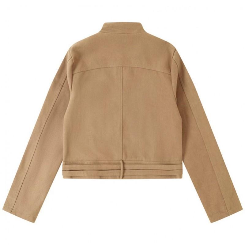 Retro Oversized Jacket Stand Collar Zip Up Coat Unisex Streetwear Casual Outerwear Men Women