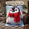 Winter Schnee Thema Überwurfdecke Benutzerdefinierter Name Text Personalisierte Decke Weiche Gemütliche Decke für Zuhause Sofa Bett