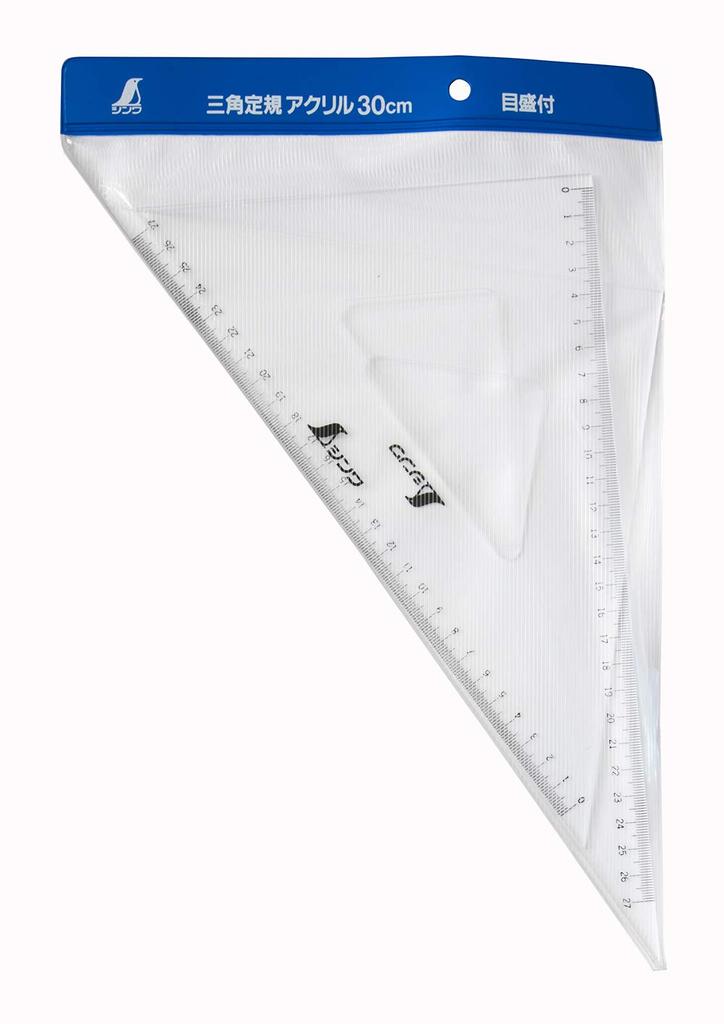 Shinwa Sokutei Triangle with Set of 75264 Ruler, Acrylic, Scale, 2, 30cm,