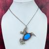 Sleeping Beauty Turquoise And Bird Pendant Copper Wire Wrapped Gemstone Pendant