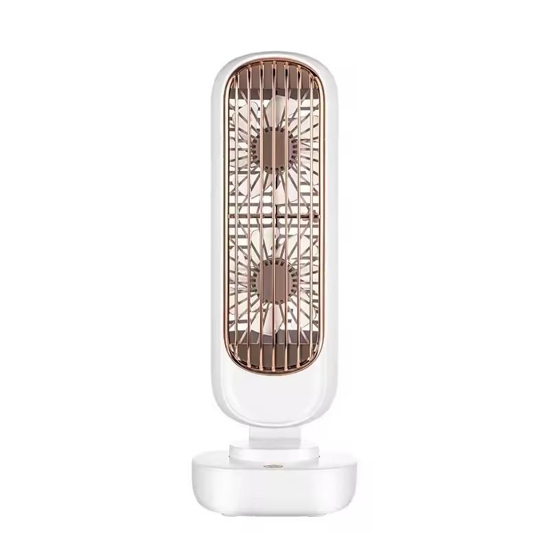 

Мини настольный вентилятор с двойным листом, аккумулятор 2000 мАч, USB-перезаряжаемый, башенный настольный вентилятор, портативный настольный охладитель воздуха для дома, кемпинга белый