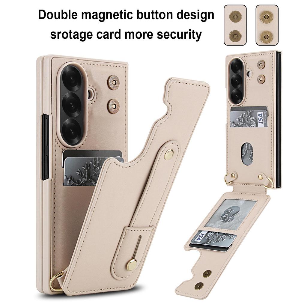 Compatible Samsung Z Fold7 Crossbody Case: Fits Fold6/5/4, with Wrist Strap & Card Holder.