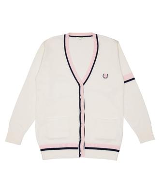 Lined School High Middle Popular High School Thin White X Pink M [Konomi] Cardigan, Women's, Cotton, Uniform, Cardigan, Spring, School, Ladies,