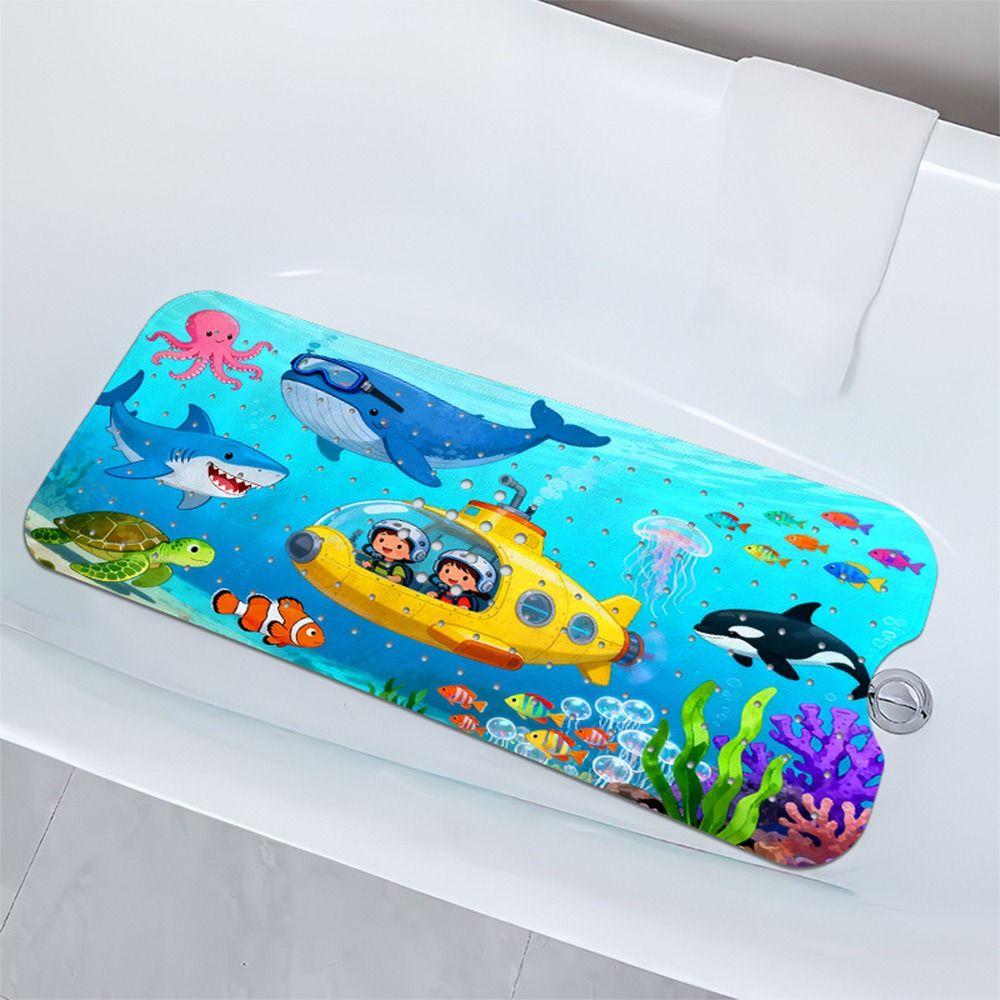 Cartoon Pattern Bathtub Mats Sea Animal Anti Slip Suction Cup Non-Slip Bath Mat PVC Drainage Design Bathroom Floor Carpet