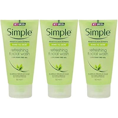 Simple Hautfreundliches Erfrischendes Gesichts-Gel-Waschmittel 143,7g 5oz / 150ml 3er-Pack