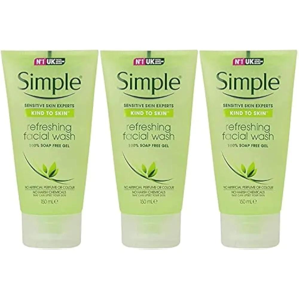 Simple Kind to Skin Refreshing Facial Gel Wash 143.7g 5oz / 150ml 3-Pack