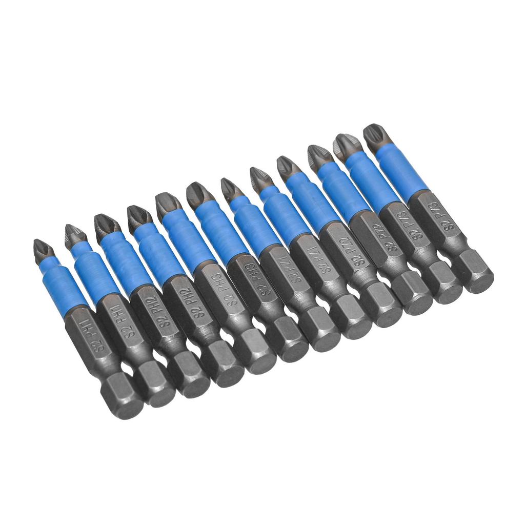 PH2 Blue Skin Phillips Screwdriver Bits Set - 7 Pieces with Hex Shank (25mm To 150mm)