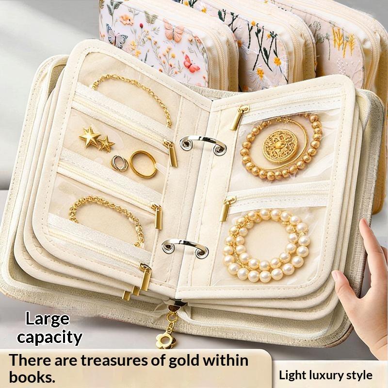 Transparent Jewelry Storage Book with Zipper Clear Pockets Thickened PVC Jewelry Holder Prevents Jewelry from Tangling Damage