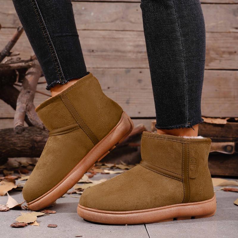 Winter Thick Bottomed Lined Large Head Snow Boots Comfortable Women Warm Short Tube Bread Cotton Shoes Round Toe Boots for Women