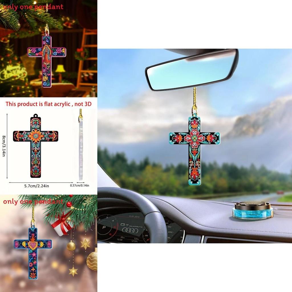 Pingente de Cruz de Páscoa em Acrílico para Carro Com Design Minimalista Para Decoração de Interior de Veículo